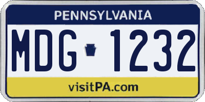 PA license plate MDG1232