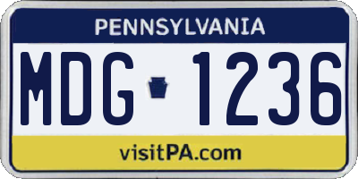 PA license plate MDG1236