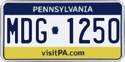 PA license plate MDG1250