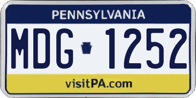 PA license plate MDG1252