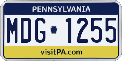 PA license plate MDG1255
