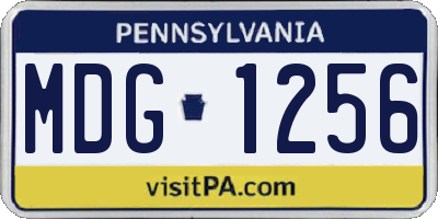 PA license plate MDG1256