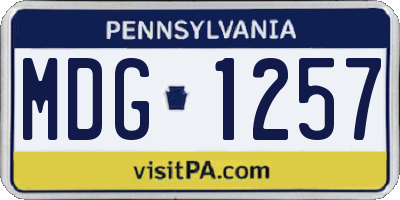 PA license plate MDG1257