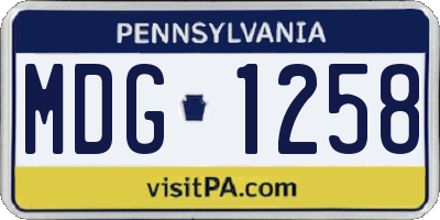 PA license plate MDG1258