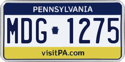PA license plate MDG1275