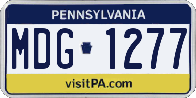 PA license plate MDG1277