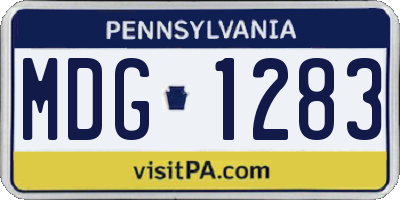 PA license plate MDG1283