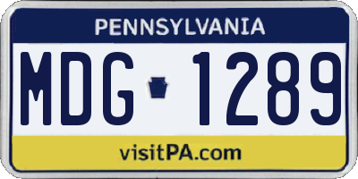 PA license plate MDG1289