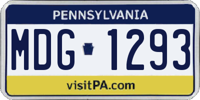 PA license plate MDG1293