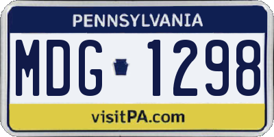 PA license plate MDG1298