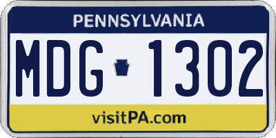 PA license plate MDG1302