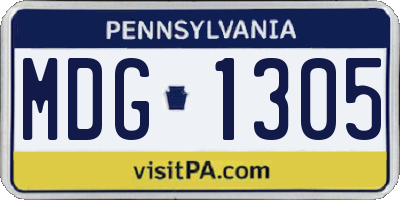PA license plate MDG1305