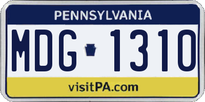 PA license plate MDG1310
