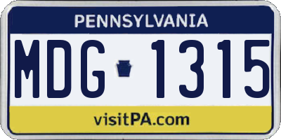 PA license plate MDG1315