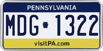 PA license plate MDG1322