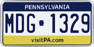 PA license plate MDG1329