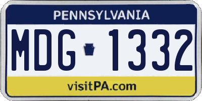 PA license plate MDG1332