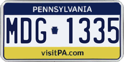 PA license plate MDG1335