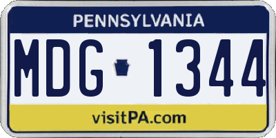 PA license plate MDG1344
