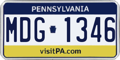 PA license plate MDG1346