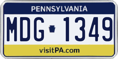 PA license plate MDG1349