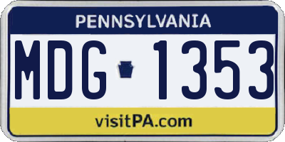 PA license plate MDG1353