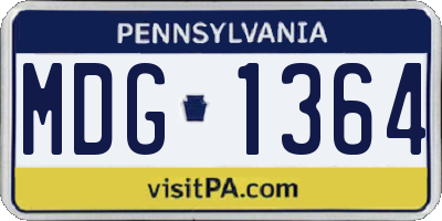 PA license plate MDG1364