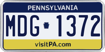 PA license plate MDG1372