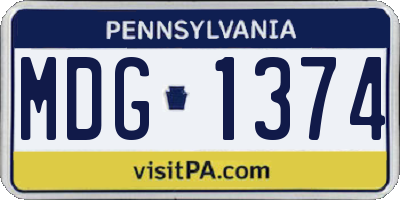 PA license plate MDG1374