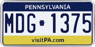 PA license plate MDG1375