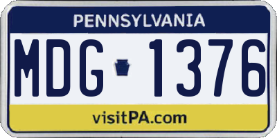 PA license plate MDG1376