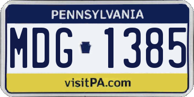 PA license plate MDG1385
