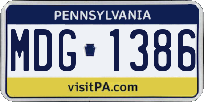 PA license plate MDG1386