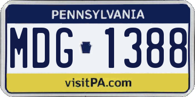 PA license plate MDG1388