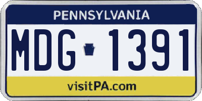 PA license plate MDG1391