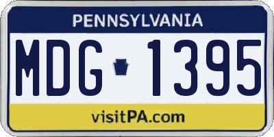 PA license plate MDG1395