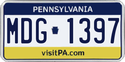 PA license plate MDG1397