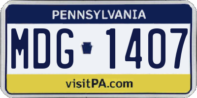 PA license plate MDG1407