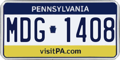 PA license plate MDG1408