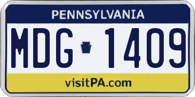 PA license plate MDG1409