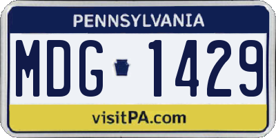 PA license plate MDG1429