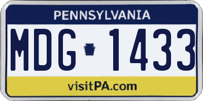 PA license plate MDG1433