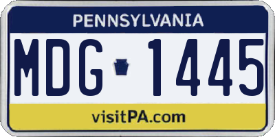 PA license plate MDG1445