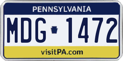 PA license plate MDG1472