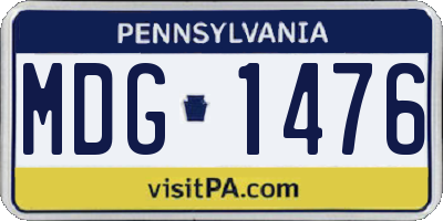 PA license plate MDG1476