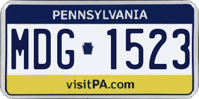 PA license plate MDG1523