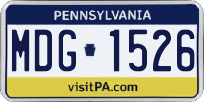 PA license plate MDG1526