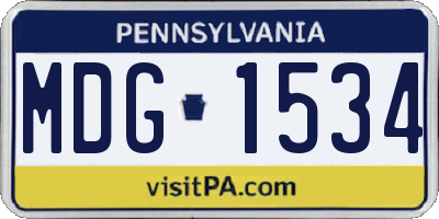 PA license plate MDG1534