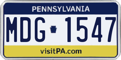 PA license plate MDG1547