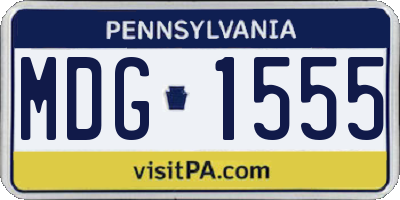 PA license plate MDG1555